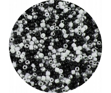 Koraliki Szklane Drobne SEEDS 20gr 1500szt do Bransoletki Biało-Czarne