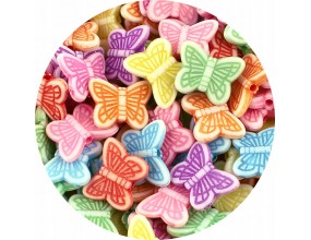 KORALIKI AKRYLOWE MOTYLKI MOTYLE MOTYL DO BIŻUTERII PASTELOWE 14mm MIX 50sz