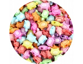 KORALIKI AKRYLOWE ŻOŁWIKI ŻÓŁWIE ŻÓŁWIK PASTELOWE 11mm MIX 50szt