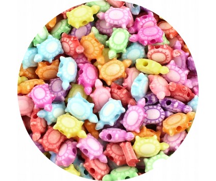 KORALIKI AKRYLOWE ŻOŁWIKI ŻÓŁWIE ŻÓŁWIK PASTELOWE 11mm MIX 50szt