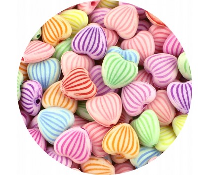 KORALIKI AKRYLOWE SERCA SERDUSZKA SERCE PASTELOWE 11mm MIX 50szt