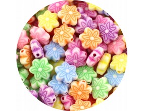 KORALIKI AKRYLOWE KWIATKI KWIATY PASTELOWE DO BRANSOLETEK 11mm MIX 50szt