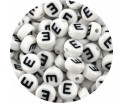 LITERA E - koraliki OKRĄGŁE literki ALFABET LITERKA do IMION NAPISÓW 50szt