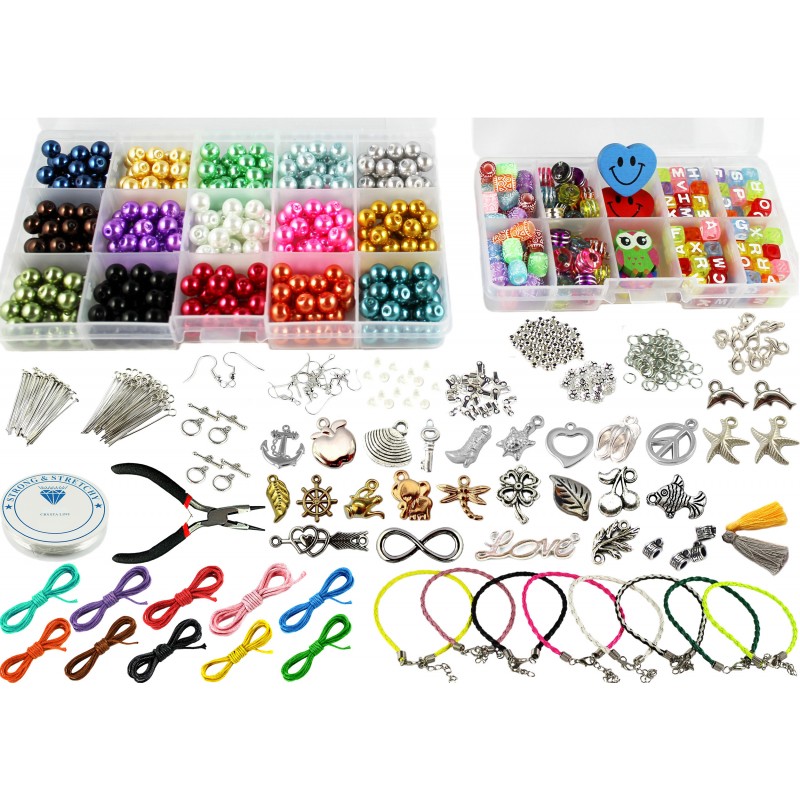 ZESTAW KORALIKÓW DO ROBIENIA BIŻUTERII BRANSOLETEK - Sklep MERIDDA