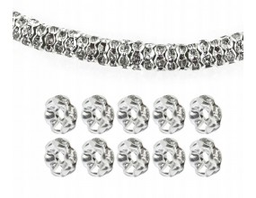 PRZEKŁADKI Z CYRKONIAMI 6mm 30szt SREBRNE CRISTAL DO BIŻUTERII ŚWIĘTA