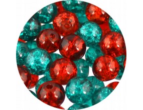 KORALIKI SZKLANE CRACKLE "SPĘKANE" MIX SELEDYNOWE POMARAŃCZOWE 8mm 50szt