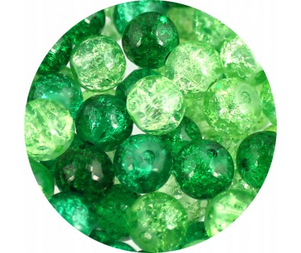KORALIKI SZKLANE CRACKLE "SPĘKANE" MIX ZIELONE ODCIENIE ZIELENI 8mm 50szt