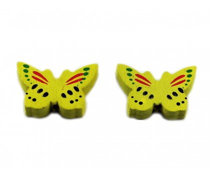 Kolorowe motylki MOTYLE drewniane 22mm 2szt żółty