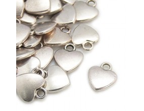 ZAWIESZKA SERCE, SERDUSZKO CHARMS 10x12mm kolor srebrny 4 sztuki metal