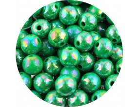 KORALIKI AKRYLOWE KULKI OPALIZUJĄCE BŁYSZCZĄCE ZIELONE 8mm 50szt