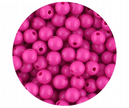 Koraliki Gładkie Klasyczne w Kształcie Kulki 8mm 50szt Akryl Różowe Ciemne