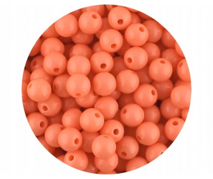 Koraliki Gładkie Klasyczne w Kształcie Kulki 8mm 50szt Akryl Pomarańczowe