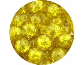 KORALIKI SZKLANE CRACKLE "SPĘKANE" ŻÓŁTE 8mm 50szt