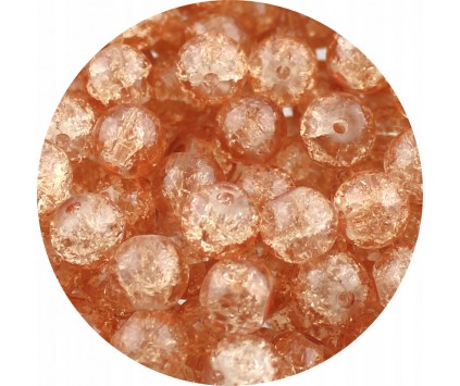 KORALIKI SZKLANE CRACKLE "SPĘKANE" KULE POMARAŃCZOWE JASNE 8mm 50szt