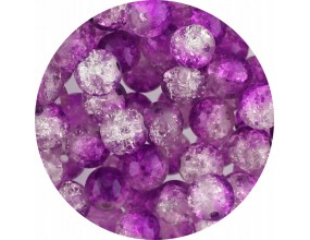 KORALIKI SZKLANE CRACKLE DWUBARWNE FIOLETOWO - BIAŁE 8mm 50szt