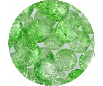 KORALIKI SZKLANE CRACKLE DWUBARWNE BIAŁO - ZIELONE J. 8mm 50szt