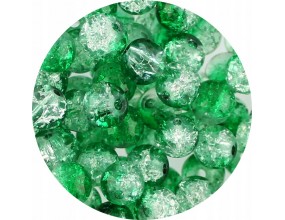 KORALIKI SZKLANE CRACKLE DWUBARWNE BIAŁO - ZIELONE C. 8mm 50szt