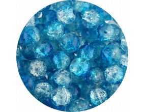 KORALIKI SZKLANE CRACKLE DWUBARWNE BIAŁO - NIEBIESKIE 8mm 50szt