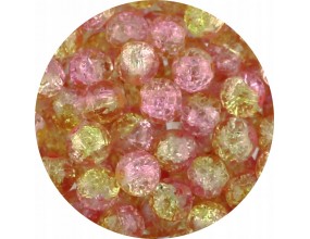 KORALIKI SZKLANE CRACKLE DWUBARWNE RÓŻOWO - ŻÓŁTE 8mm 50szt