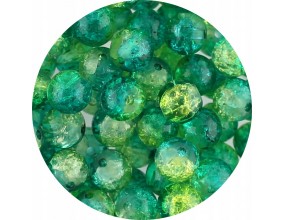 KORALIKI SZKLANE CRACKLE DWUBARWNE SELEDYNOWO - ZÓŁTE 8mm 50szt