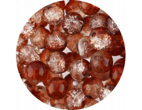 KORALIKI SZKLANE CRACKLE DWUBARWNE BIAŁO - BRĄZOWE 8mm 50szt