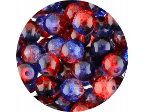 KORALIKI SZKLANE CRACKLE DWUBARWNE CZERWONO - GRANATOWE 8mm 50szt