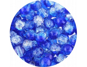 KORALIKI SZKLANE CRACKLE DWUBARWNE BIAŁO - GRANATOWE 8mm 50szt