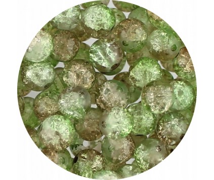KORALIKI SZKLANE CRACKLE DWUBARWNE BRĄZOWO - ZIELONE 8mm 50szt