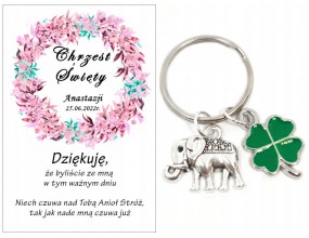 BRELOK BRELOCZEK PODZIĘKOWANIE DLA GOŚCI KONICZYNA SŁOŃ CHRZEST CHRZCINY