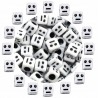 08 Koraliki Akrylowe Emotki Emotikony "Twarz Pokerzysty" Buźki 6mm 50szt