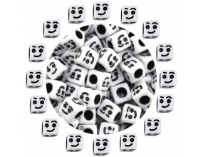 06 Koraliki Akrylowe Emotki Emotikony Uśmiechy Buźki Minki 6mm 50szt