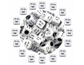 04 Koraliki Akrylowe Emotki Emotikony Uśmiechy Buźki Minki 6mm 50szt