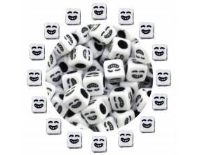 02 Koraliki Akrylowe Emotki Emotikony Uśmiechy Buźki Minki 6mm 50szt