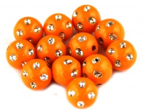 Koraliki zdobione akrylowe 8mm pomarańcz 20 sztuk