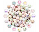 Koraliki Akrylowe EMOTKI Buźki Minki Emotikony Kulki 8mm Mix Kolor 50szt