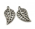 Zawieszka metal LISTEK 18x10mm srebrny c. 6szt
