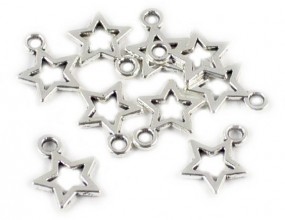 ZAWIESZKI CHARMS GWIAZDKI 10x12mm k. srebrny 4szt metal