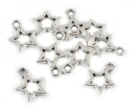 ZAWIESZKI CHARMS GWIAZDKI 10x12mm k. srebrny 4szt metal