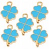 Zawieszka Emaliowana Koniczyna do Bransoletek Biżuterii 19mm Niebieska 5szt