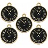 Zawieszka Emaliowana ZEGAR Zegarek do Biżuterii Bransoletek Czarny 18mm 5sz