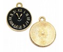Zawieszka Emaliowana ZEGAR Zegarek do Biżuterii Bransoletek Czarny 18mm 5sz