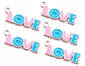 Zawieszka Emaliowana do Bransoletek Biżuterii Napis LOVE Wisiorek 32mm 5szt