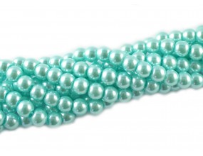PERŁY SZKLANE PERŁA SZNUR 8mm koraliki 55 szt. błękitny