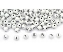 Koraliki LITERKI Litery Kulki Kule Akrylowe 8mm Biało Czarne 100szt Mix