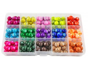 Zestaw Koraliki Szklane 10mm Organizer 210 sztuk