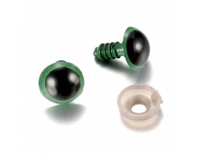 Oczka Oczy z Gwintem i Zaciskiem do Zabawek Maskotek Zielone 8mm 10 kpl.