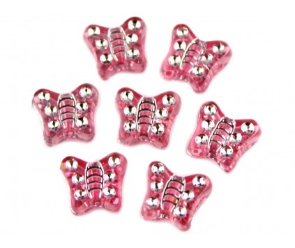 Koraliki motylki akrylowe 9mm różowe 20 sztuk