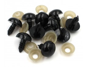 Oczy do Zabawek Maskotek z Gwintem i Zaciskiem Plastik Czarne 10 szt 16mm