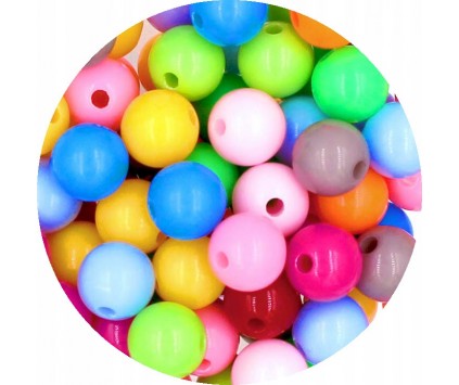 Koraliki Gładkie Klasyczne w Kształcie Kulki 10mm 50szt Akryl Mix Kolorów