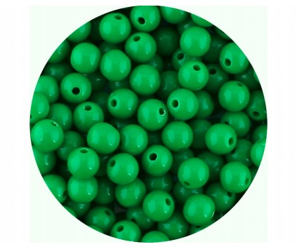 Koraliki Gładkie Klasyczne w Kształcie Kulki 8mm 100szt Akryl Zielone